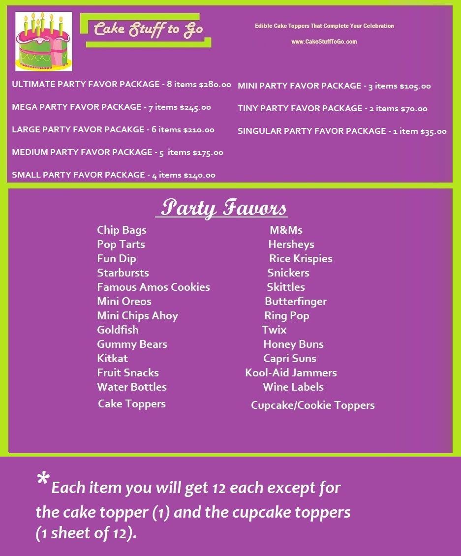 Christmas Chip Bags Party Favors Cake Stuff to Go