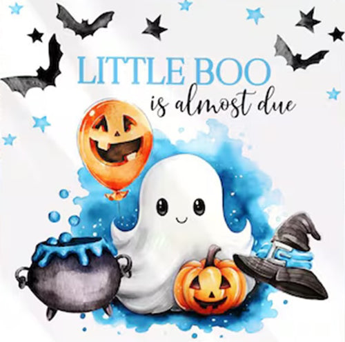 A Little Boo is Almost Due Baby Boy Baby Shower Edible Cake Topper