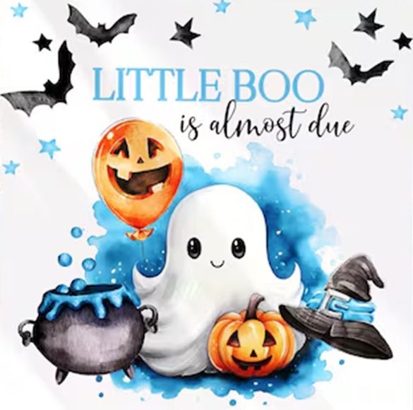 A Little Boo is Almost Due Baby Boy Baby Shower Edible Cake Topper