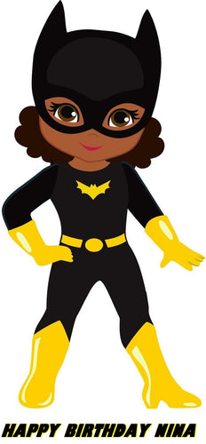 Batgirl Black/Ethnic Edible Cake Topper Image Decoration