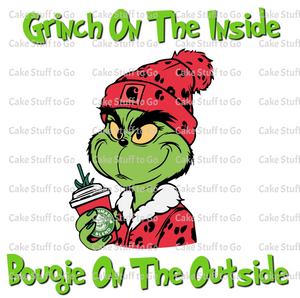 Christmas Grinch Bougie on the Outside Edible Cake Topper
