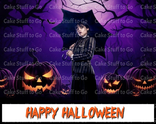 Halloween Wednesday Addams Edible Cake Topper Image Decoration