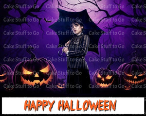 Halloween Wednesday Addams Edible Cake Topper Image Decoration