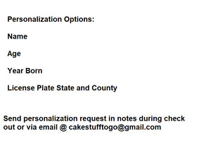 Your State  License Plate Edible Cake Topper Image Decoration