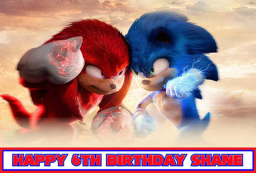 Sonic the Hedge Hog Movie 2 with Knuckles Edible Cake Topper Decoration