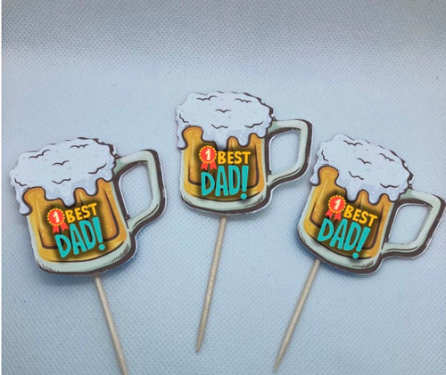 Best Dad Beer Mug Cupcake Toppers