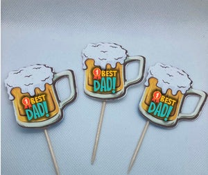 Best Dad Beer Mug Cupcake Toppers