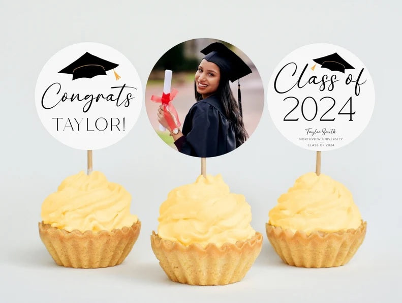 Congrats Graduation Cupcake Toppers w/Your Photo
