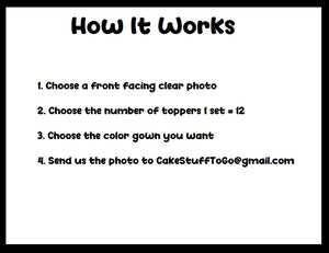 Graduation Face Cupcake Toppers w/Your Photo