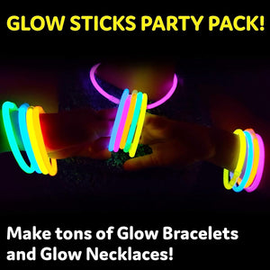 Party Glow Sticks Bulk Party Favors 100pk - 8" Glow in the Dark Party Supplies, Light Sticks for Neon Party Glow Necklaces and Bracelets for Kids or Adults
