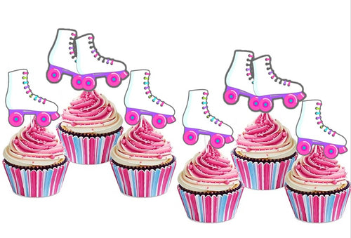 Pink Roller Skates  Cupcake Toppers