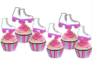 Pink Roller Skates  Cupcake Toppers