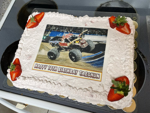 Zombie Monster Jam Truck Edible Cake Topper Image Decoration