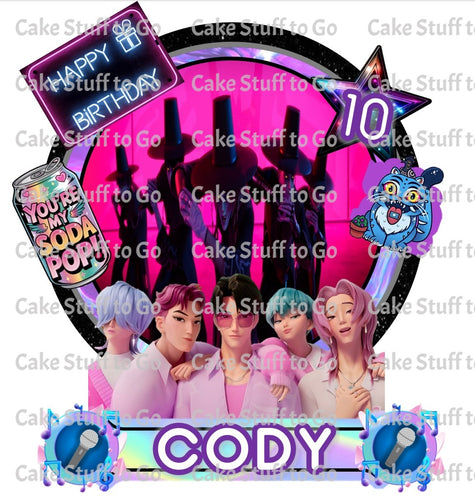 KPop Demon Hunters Saja Boys Edible Cake Topper