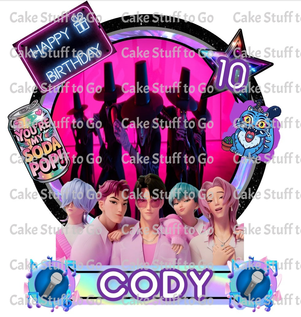 KPop Demon Hunters Saja Boys Edible Cake Topper