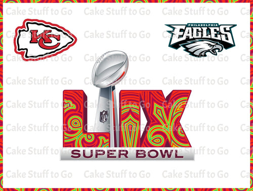 Super Bowl  59  Kansas City Chiefs vs  Philadelphia Eagles Edible Cake Topper