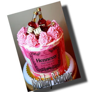 Pink Hennessy Label Edible Cake Topper Decoration