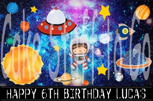 Outer Space Astronaut  Edible Cake Topper Image Decoration