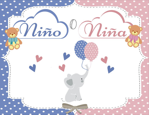 Baby Elephant Nino o Nina Gender Reveal Baby Shower Edible Cake Topper