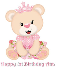 Load image into Gallery viewer, Cute Baby Girl Princess Bear  Edible Cake Topper