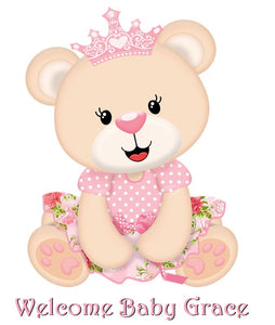 Cute Baby Girl Princess Bear  Edible Cake Topper