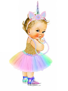 Baby Girl Unicorn  Edible Cake Topper Ballerina