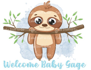 Baby Boy Sloth Baby Shower Edible Cake Topper Image Decoration