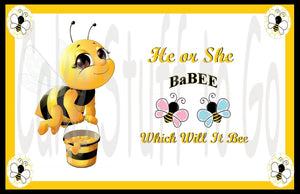 He or She What Will It Bee Gender Reveal Edible Cake Topper Image