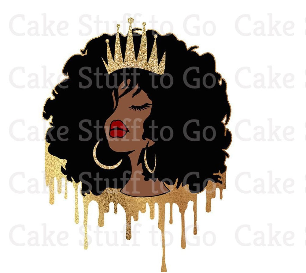 Queen Diva Ethnic/Black Edible Cake Topper Image