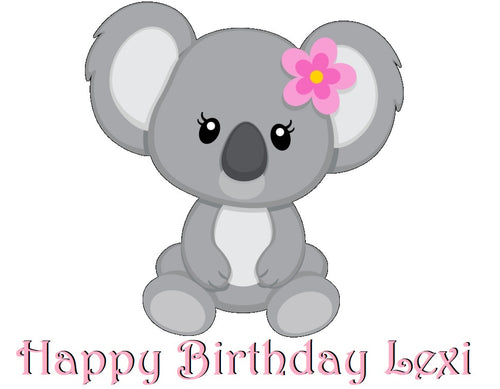 Cute Baby Girl Koala Bear  Edible Cake Topper