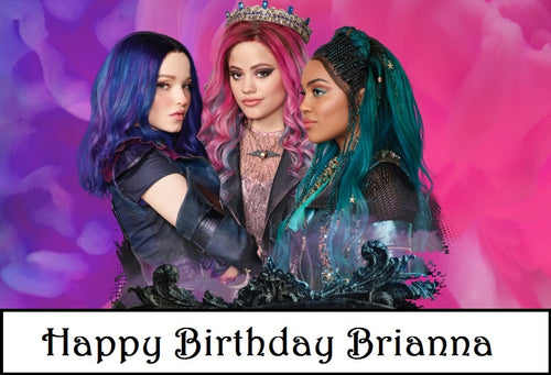 Descendants 3 Mal  Aubrey  and Uma Edible Cake Topper Image