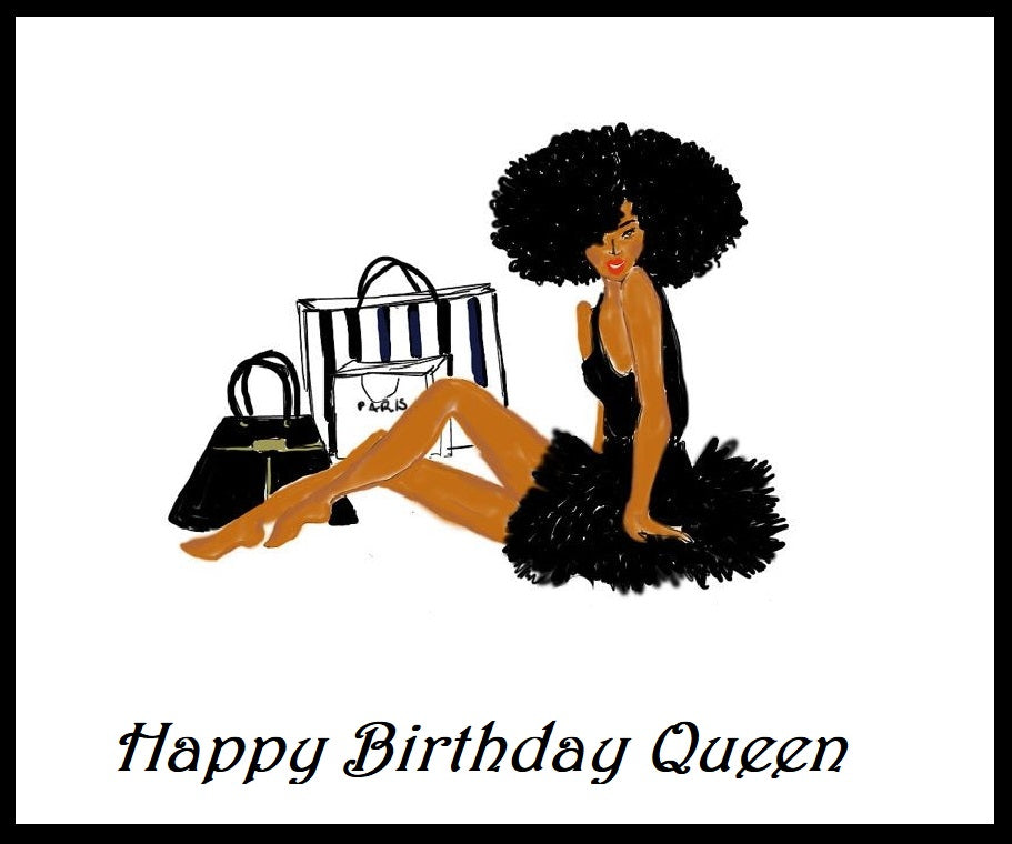 Diva Ethnic/Black Fashionista Edible Cake Topper Image