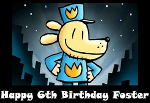 Dog Man Edible Cake Topper Image