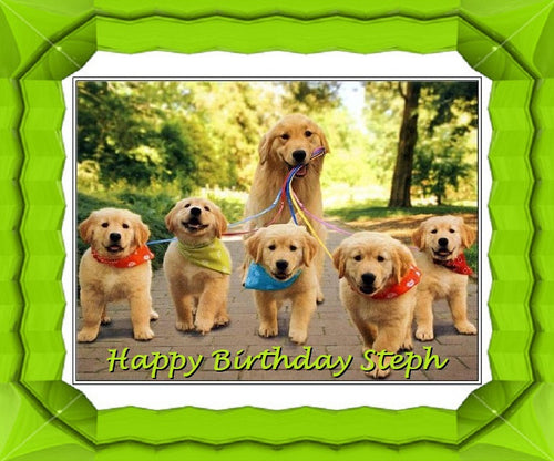 Dogs Golden Retriever Edible Cake Topper Image