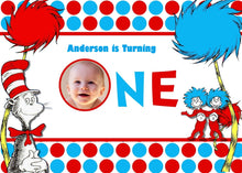 Load image into Gallery viewer, Dr. Seuss Cat in the Hat Edible Cake Topper with Child&#39;s Picture