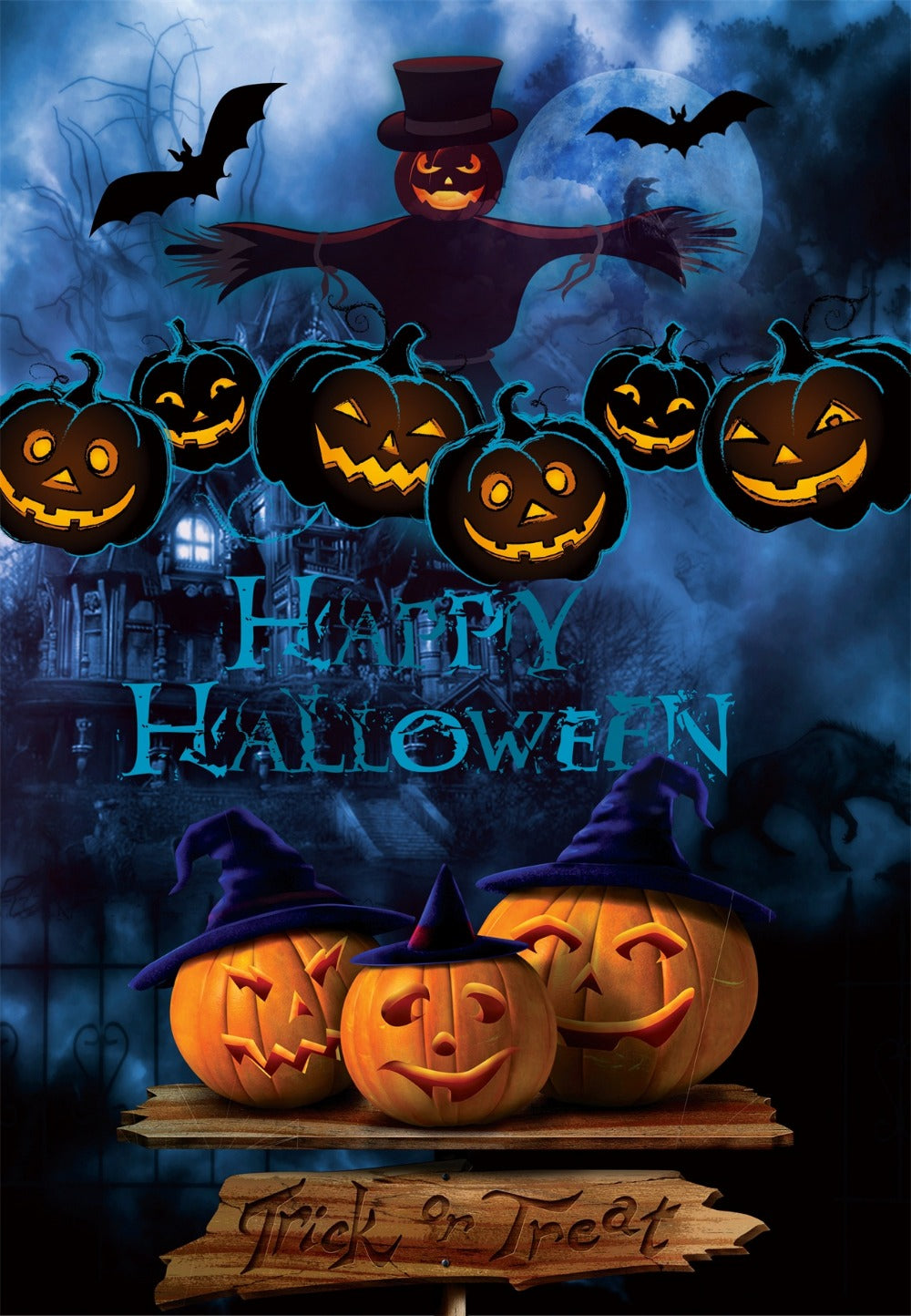 Halloween Scary Pumpkins Edible Cake Topper