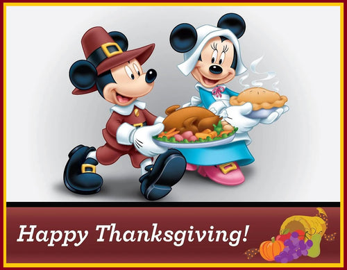 Thanksgiving Mickey Mouse & Minnie Mouse Edible Cake Topper