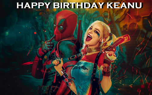 Harley Quinn Deadpool Edible Cake Topper Image Decoration