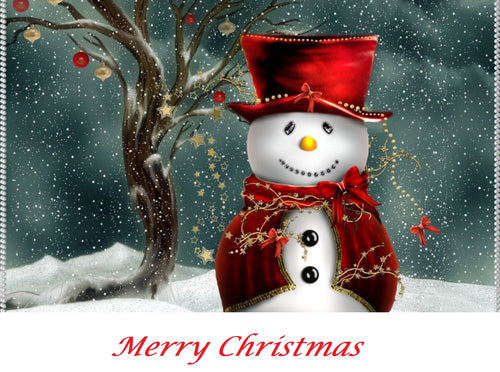 Merry Christmas Snowman Edible Cake Topper