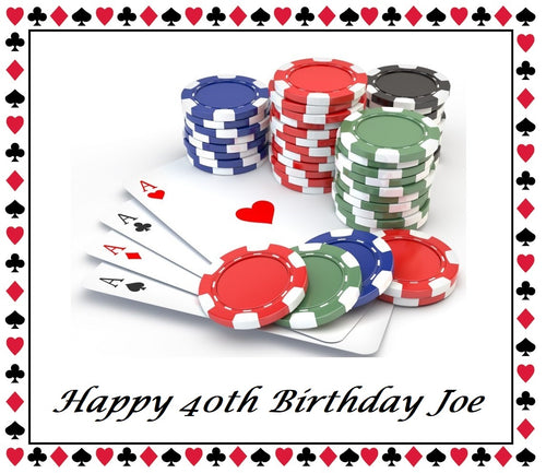 Poker Casino Night Edible Cake Topper Decoration