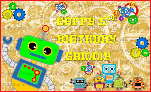 Robot Edible Cake Topper Image Decoration