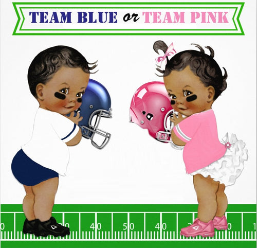 Gender Reveal Football Black/Ethnic Baby Shower Edible Cake topper