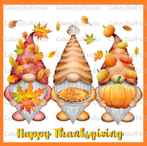 Thanksgiving  Gnomes Edible Cake Topper