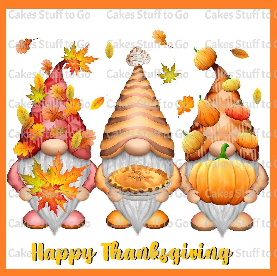 Thanksgiving  Gnomes Edible Cake Topper