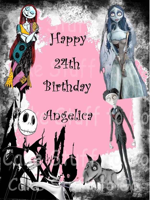 Tim Burton Characters Edible Cake Topper