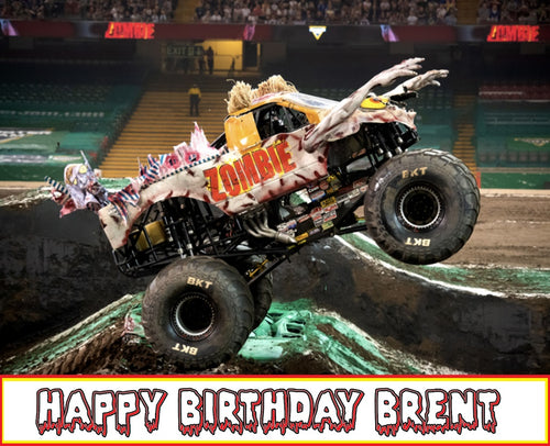 Zombie Monster Jam Truck Edible Cake Topper Image Decoration