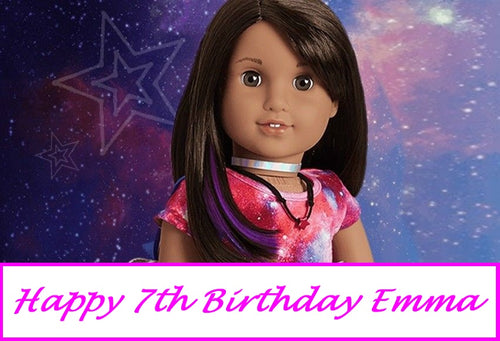 American Girl Doll Luciana Edible Cake Topper Image