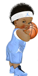 Baby Boy Basketball Edible Cake Topper Ethnic/Black