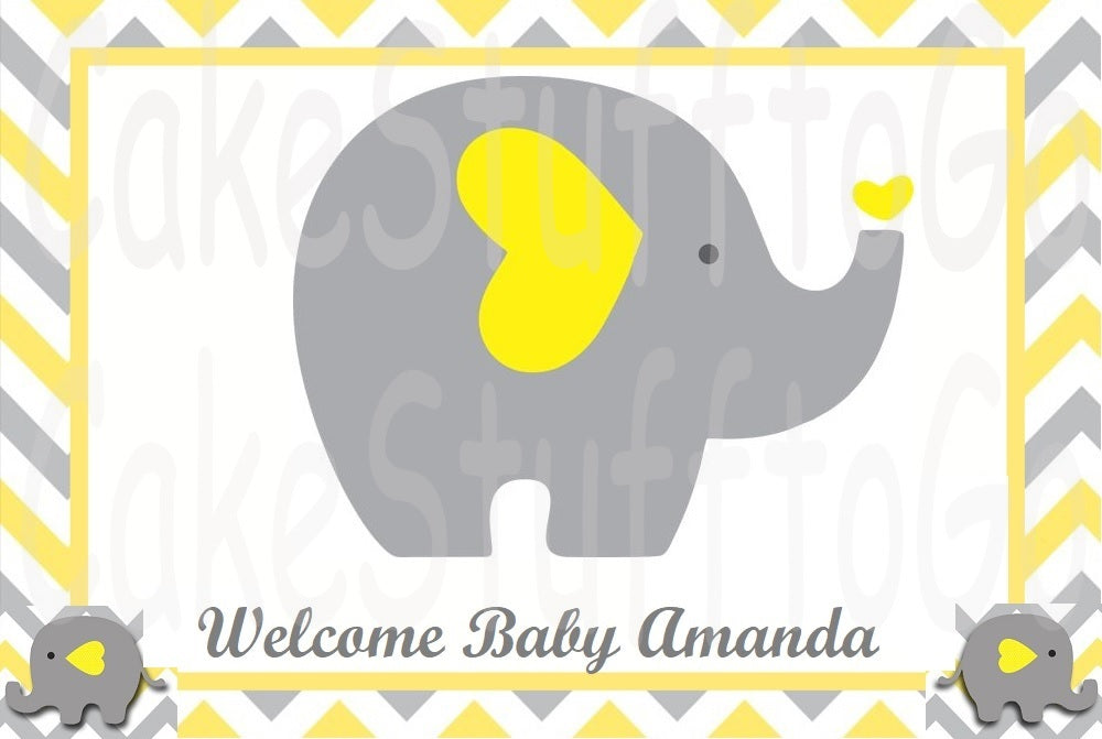 Baby Elephant Girl or Boy Baby Shower Edible Cake Topper