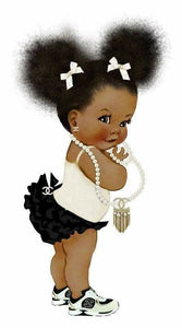 Baby Girl Chanel Edible Cake Topper Ethnic/Black